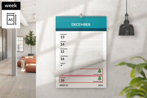 Afbeelding van Weekkalender A5 staand met ophang haak (2021)